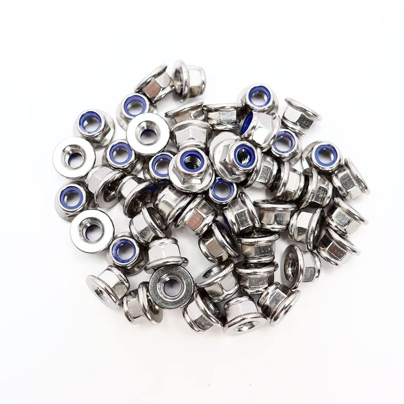 STORMCUBE M5x0.8mm DIN6926 Flange Nylon Lock Nuts 50 Pack 304 Stainless Steel Hex Locknuts Full Thread for Industrial Construction Fasteners - Image 1
